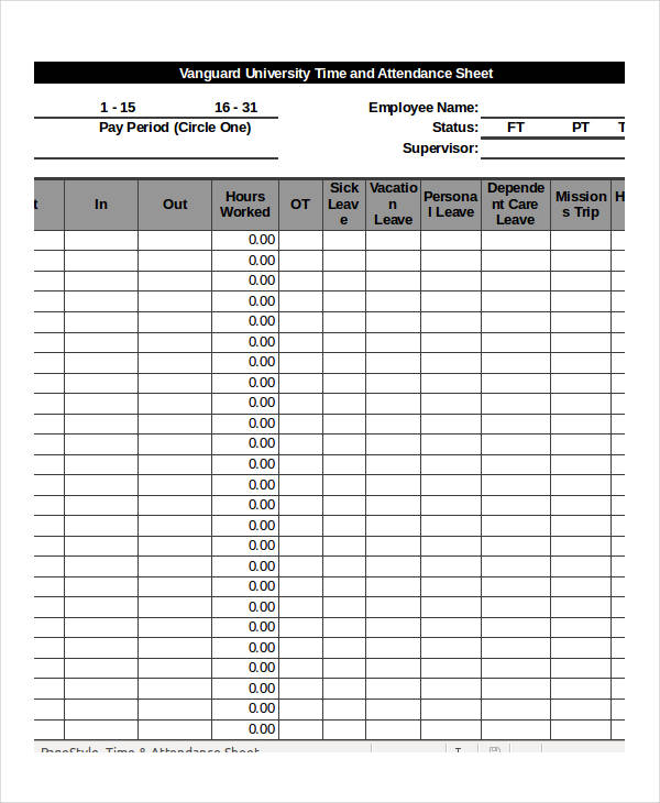 excel attendance sheet template