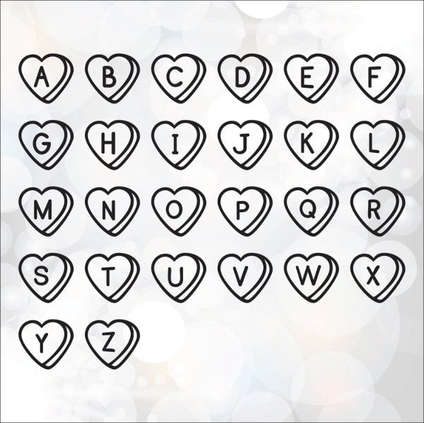 heart letter font