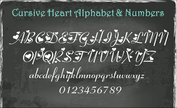 heart cursive font