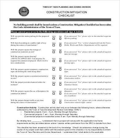 Construction Checklist Template - 45+ Free Word, PDF Documents Download
