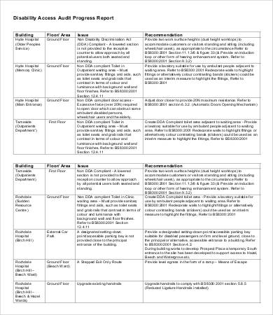 disability access audit progress report template