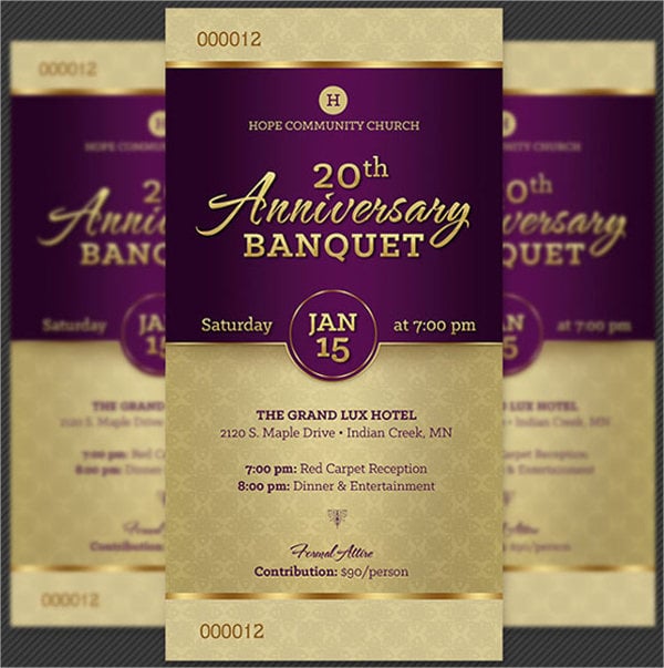 church anniversary banquet ticket template