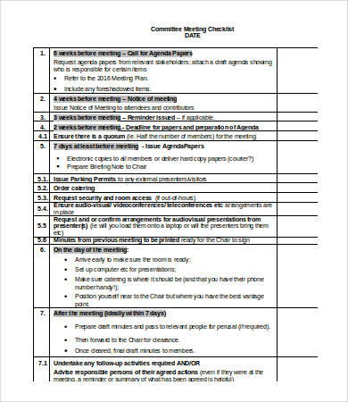 committee meeting checklist