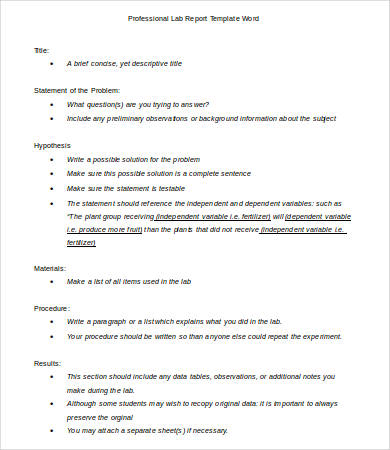 professional report word template lab templates format example sample