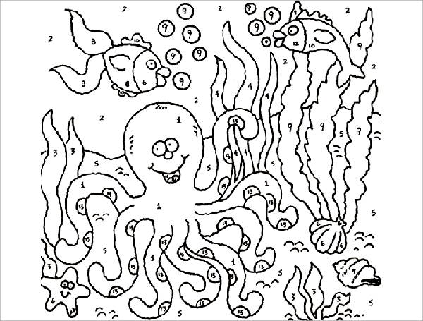 octopus number coloring page