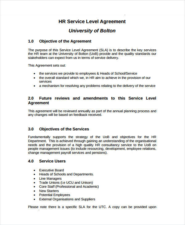 17 Sample Service Level Agreement Template SampleTemplatess 