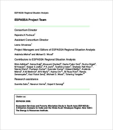 regional situation analysis template
