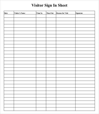 14+ Visitor Sign In Sheet Templates in Google Docs | Google Sheets | MS ...