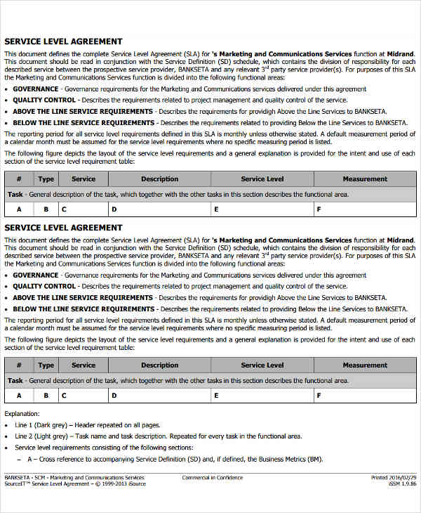 FREE 34+ Sample Service Level Agreement Templates in MS Word | PDF ...