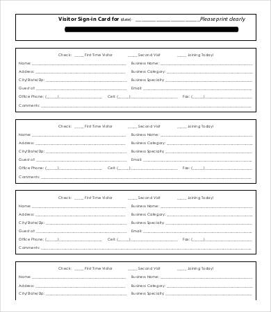 business visitor sign in sheet template