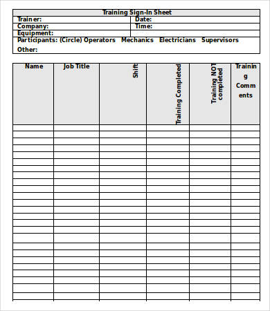 Training Sign In Sheet Template - 16+ Free Word, PDF Documents Download