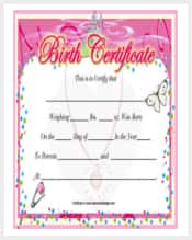 printable cute baby girl birth certificate template pdf min