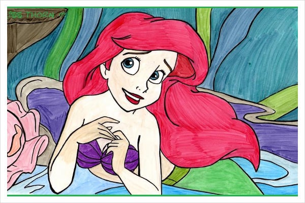 colorful disney princess drawing