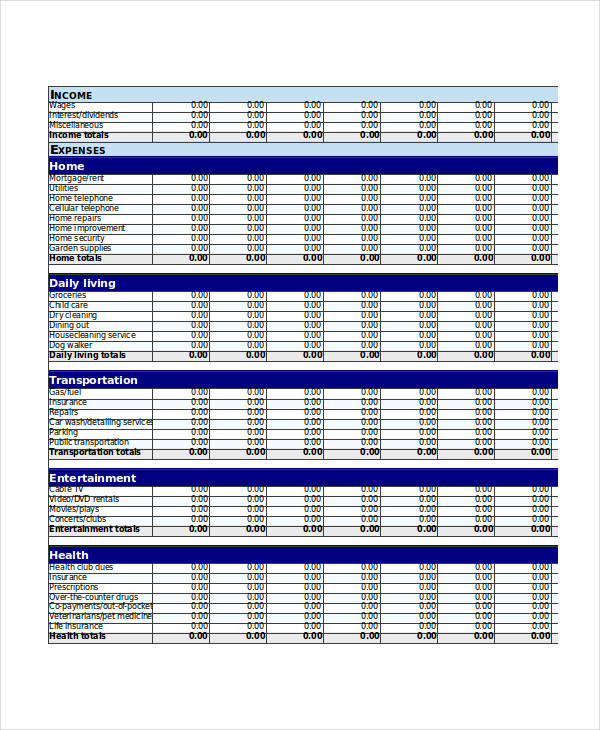 excel personal budget worksheet