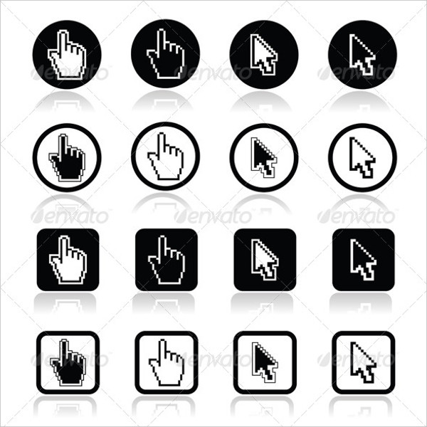 hand and arrow cursor icons set