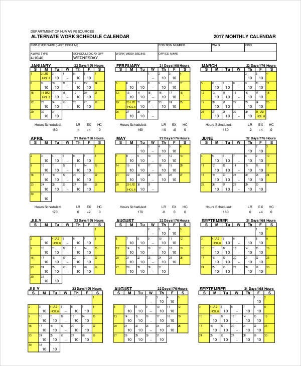 employee scheduling calendar