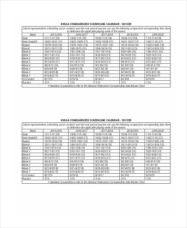 Scheduling Calendar Templates 5 Free PDF Documents Download