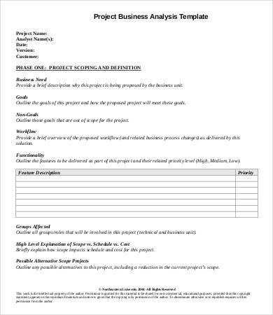 business project analysis template