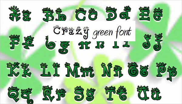crazy green letter font