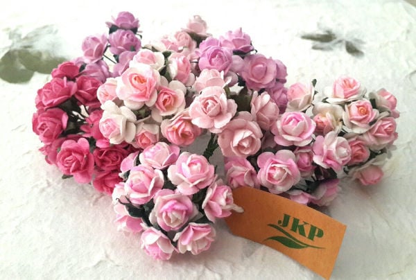 mixed pink color mulberry paper flower