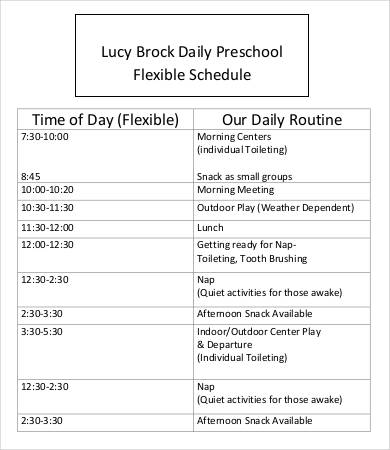 Preschool Schedule Template - 8+ Free Word, Pdf Documents Download