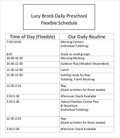 Preschool Schedule Template - 8+ Free Word, PDF Documents Download