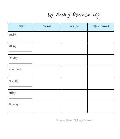 weekly exercise log