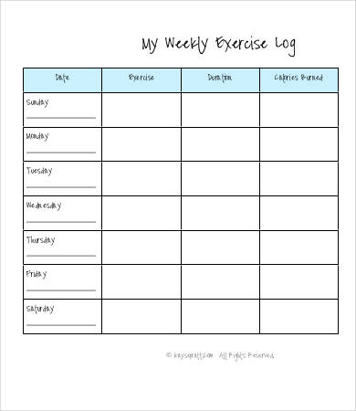 weekly exercise planner