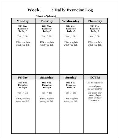 daily exercise log