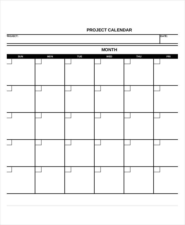 Project Calendar Template 20 Free Word Excel PDF Format Download