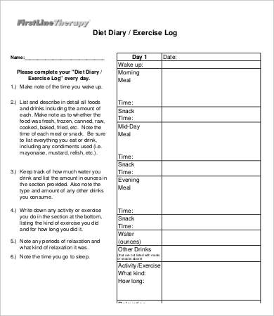 diet diary exercise log
