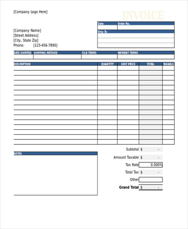 6+ Excel Invoice Templates