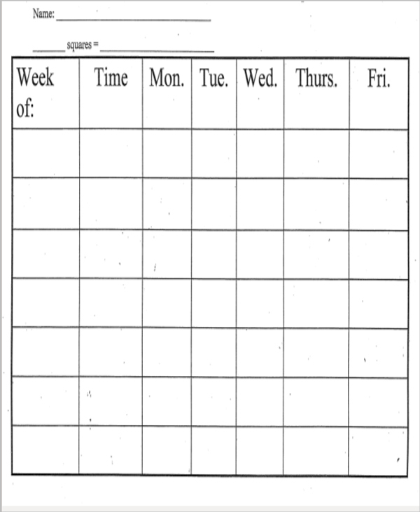 Weekly Behavior Chart Free Printable