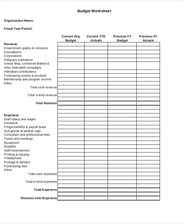 nonprofit program budget template