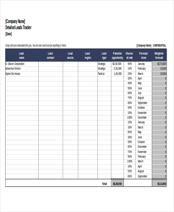 sales lead tracking excel template