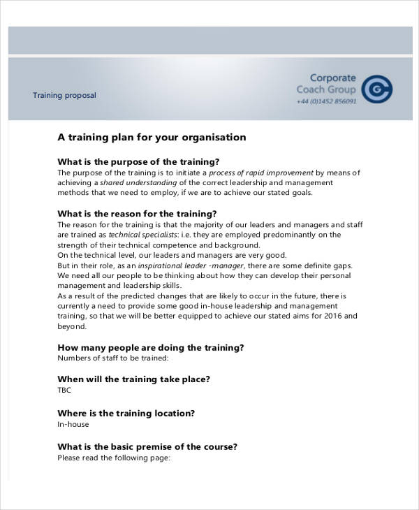 Training Proposal Template Word