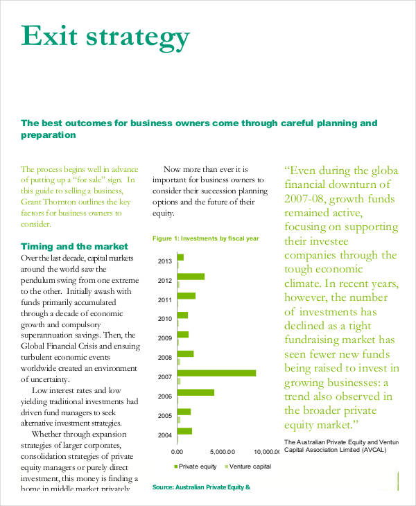 exit strategy in business plan example