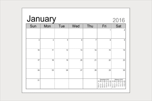 free printable calendar template