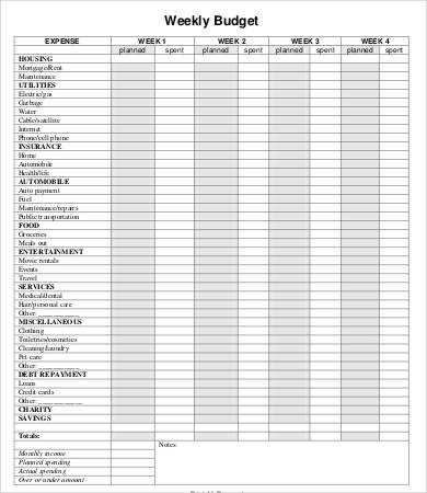 small business weekly budget template