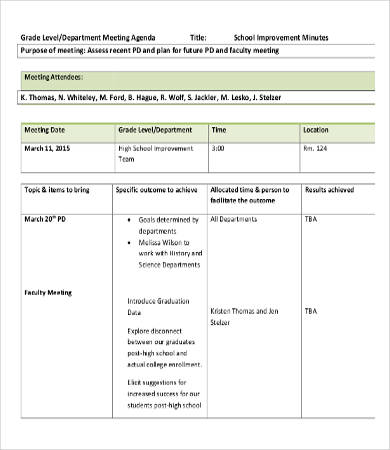 Department Meeting Agenda Template - 9+ Free Word, PDF 