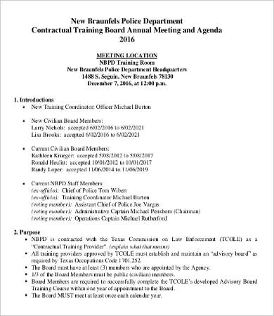 training department meeting agenda template