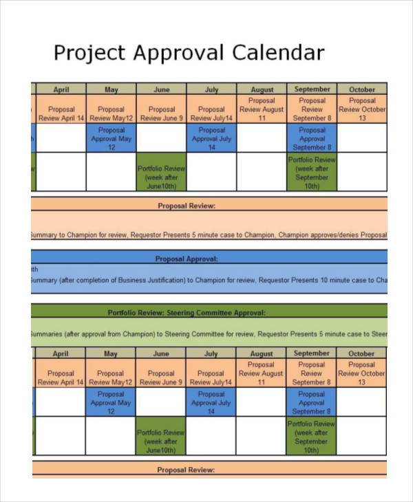 project approval calendar template