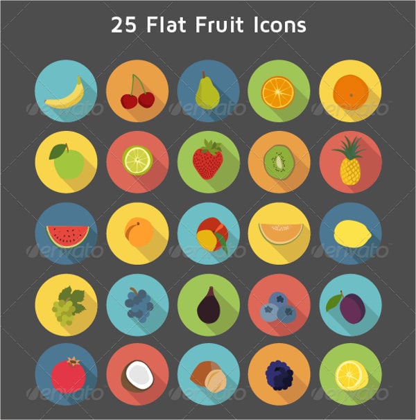 flat fruit icons