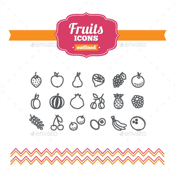 hand drawn fruit icons