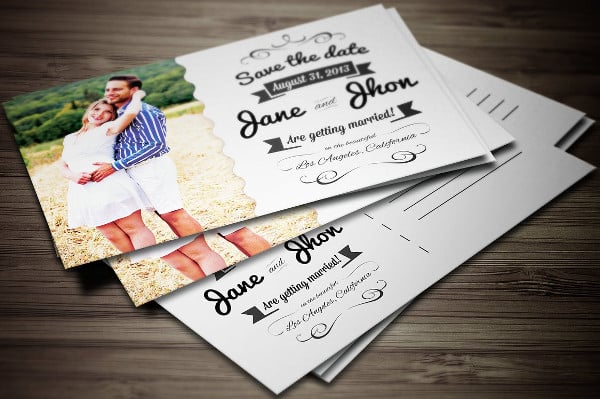 elegant wedding invitation postcard