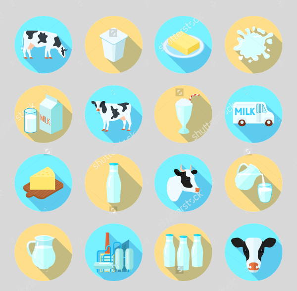 round farm icons set