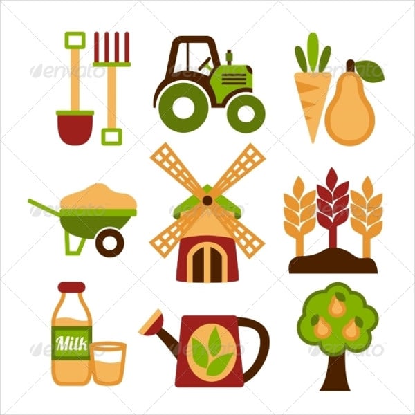 farm harvesting and agriculture icons