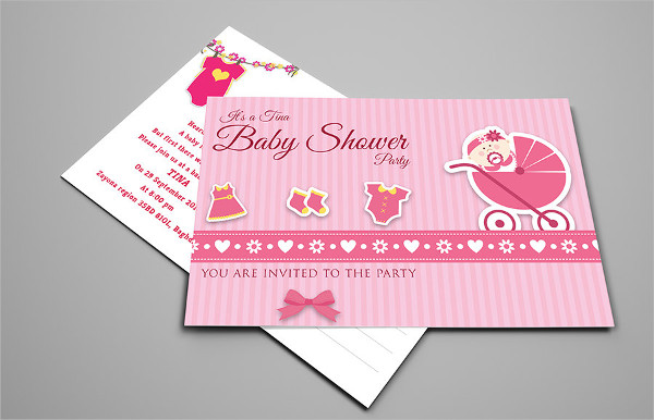 baby girl shower postcard template