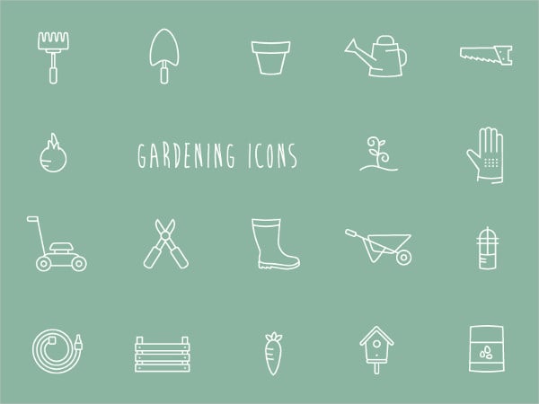 gardening tools icons set