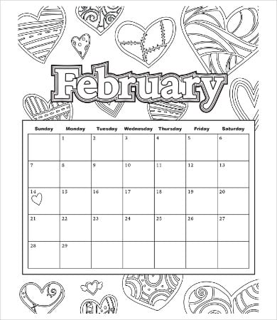 calendar coloring pages
